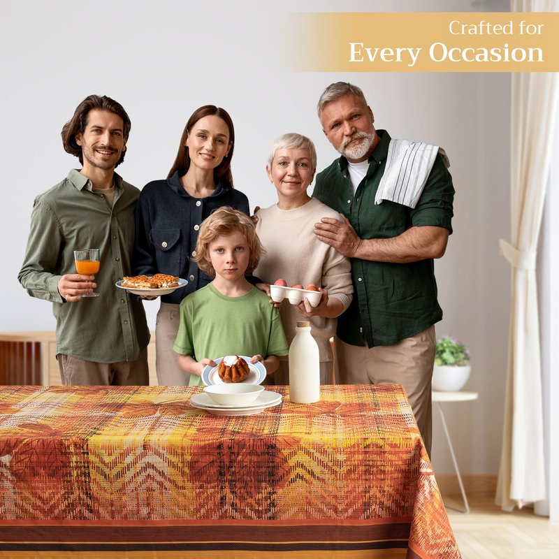 Maison d' Hermine Table Cloth Rectangle Table 100% Cotton 60 x 90 Inches Fall Tablecloth Reusable Everyday Use for Thanksgiving Christmas Decorations Dining Farmhouse Party (Thanksgiving Tartan)