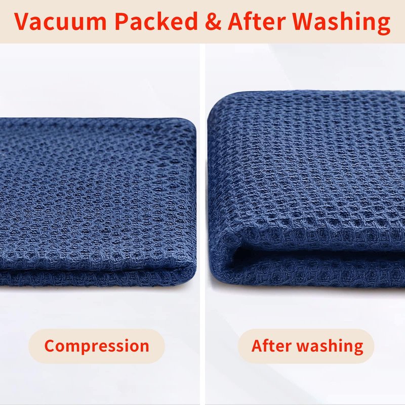 Homaxy 100% Cotton Waffle Weave Kitchen Dish Cloths, Ultra Soft Absorbent Quick Drying Dish Towels, 12 x 12 Inches, 18-Pack, Navy Blue