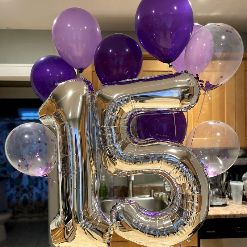 Silver 1 Balloon Number, 40 Inch Giant Helium Foil Number 0-9 for Boys Girls, Self Inflating 1st Birthday Balloon for Women Men 10th Anniversary Baby Shower New Year Wedding Party Decorations Supplies