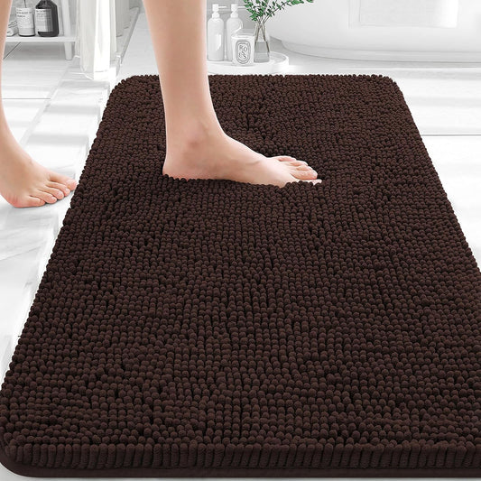 OLANLY Extra Soft Chenille Bathroom Rugs - Quick Dry & Machine Washable | 32x20, Brown