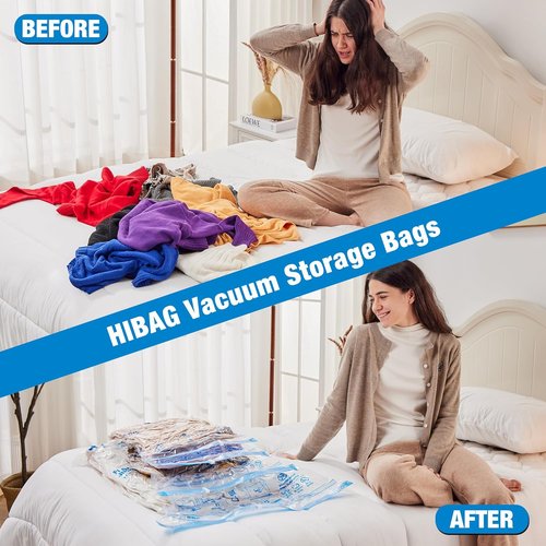 HIBAG Vacuum Storage Bags - 30-Pack Space Saver Seal Bags for Clothes, Comforters & Blankets