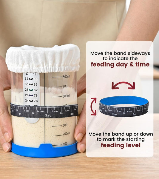 Adodeen Sourdough Starter Jar,Sourdough Starter Kit – 2 Pack 34oz Organic Sour Dough Glass Jars Wide Mouth,Fermenters Tool For Home Bakers,Bread Baking Supplies,Large Glass Container With Lid