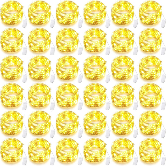 Riakrum 50 Pack 10 Ft LED Fairy Lights - Battery Operated Waterproof String Lights for Weddings & Decor | Warm White