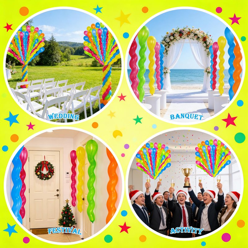 100Pcs 40 Inches Latex Spiral Balloons for Assorted Boys Girls Birthday Party Balloons
