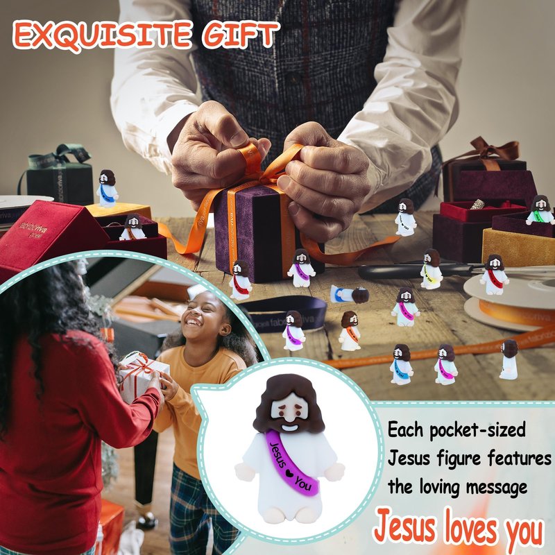 32 Pcs Little Jesus Figures– Rubber Mini Jesus Figurines in Bulk Christian Doll Tiny Baby Jesus Loves You Figures for Hide and Seek Easter Egg Fillers Egg Hunt Religious Party Favors (Mix Color 10)
