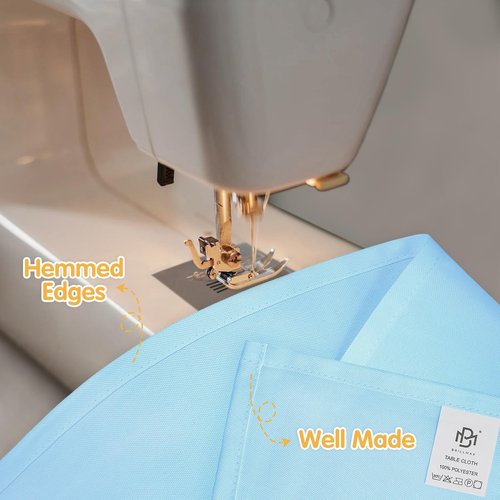 BRILLMAX 8 Pack Light Blue Tablecloths 70 x 120 Inch for 6ft & 8ft Rectangle Tables - 150 GSM Polyester Fabric, Universal Fit, Water, Stain & Wrinkle Resistant Cloth Cover for Wedding Banquet