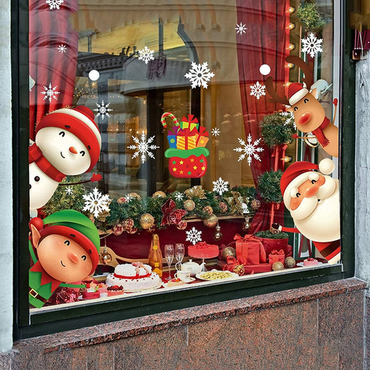XIMISHOP Christmas Snowflake Window Clings - 82PCS Indoor Holiday Decals for Glass & Party Decor