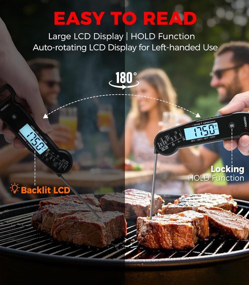 Atogou Meat Thermometer - Professional Instant Read Food Thermometer | Waterproof, ±0.5℉ Accuracy, Black