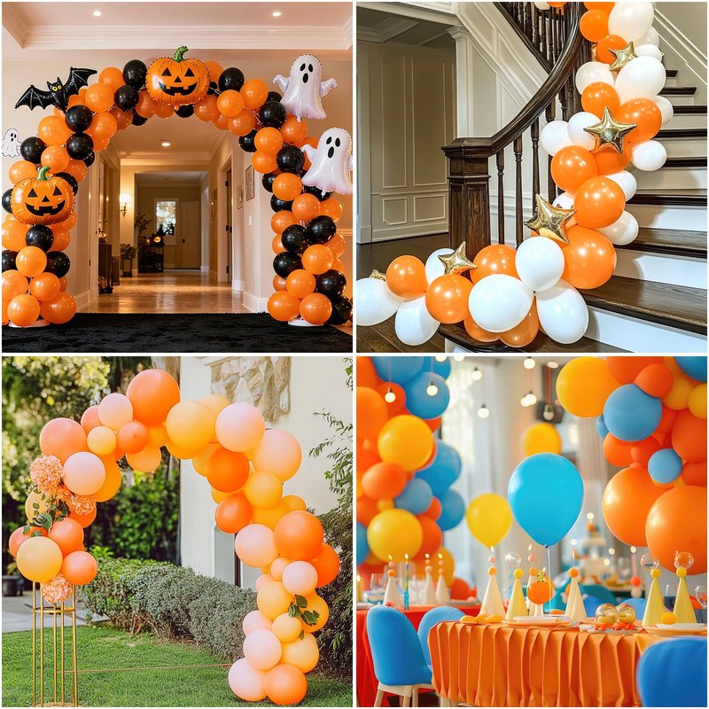 RUBFAC 129pcs Orange Balloons Different Sizes 18/12/10/5 Inches, Burnt Orange Fall Balloon Arch Kit Garland for Halloween Thanksgiving Party Baby Shower Birthday Decoration
