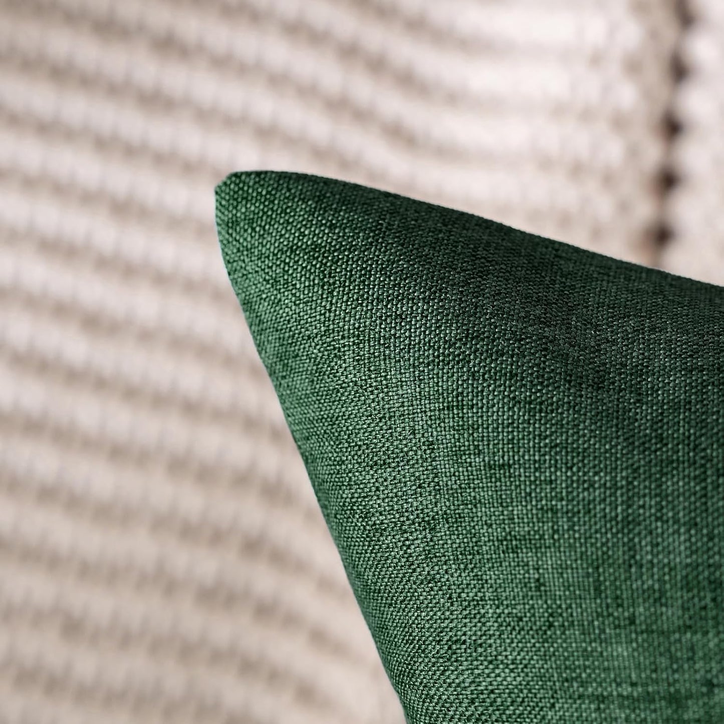 MIULEE Decorative Outdoor Throw Pillow Covers - Waterproof Faux Linen Cushion Cases | 18x18 Inch Emerald Green (Pack of 2)