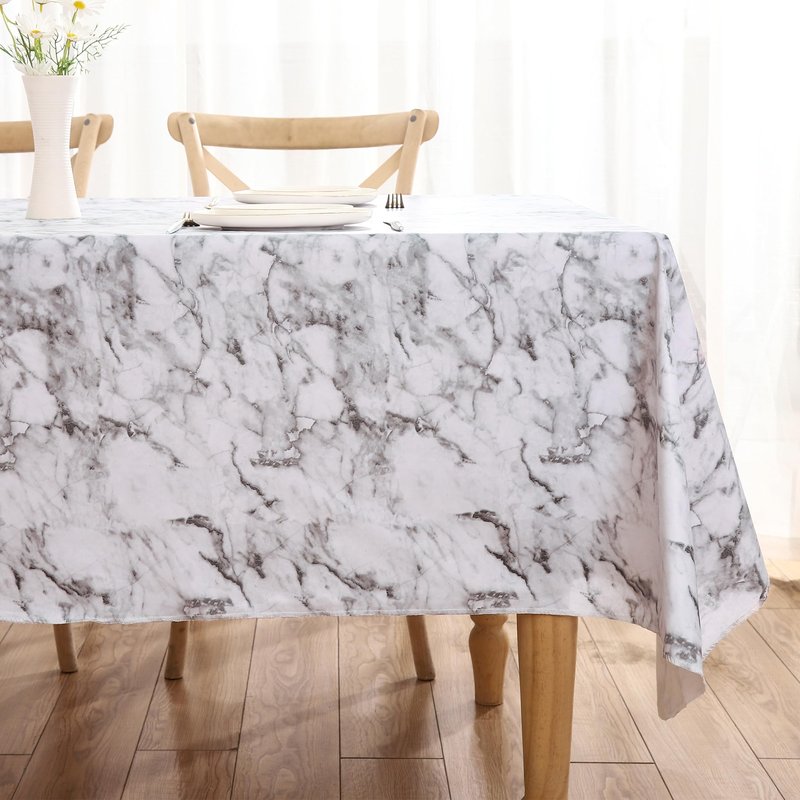 Walrus Heavy Duty Vinyl Tablecloth with Flannel Backing Waterproof Oil-Proof Plastic Table Cloth Stain-Resistant Wipeable Rectangle or Square Table Cover for Indoor and Outdoor (Marble, 60X102 Inch)