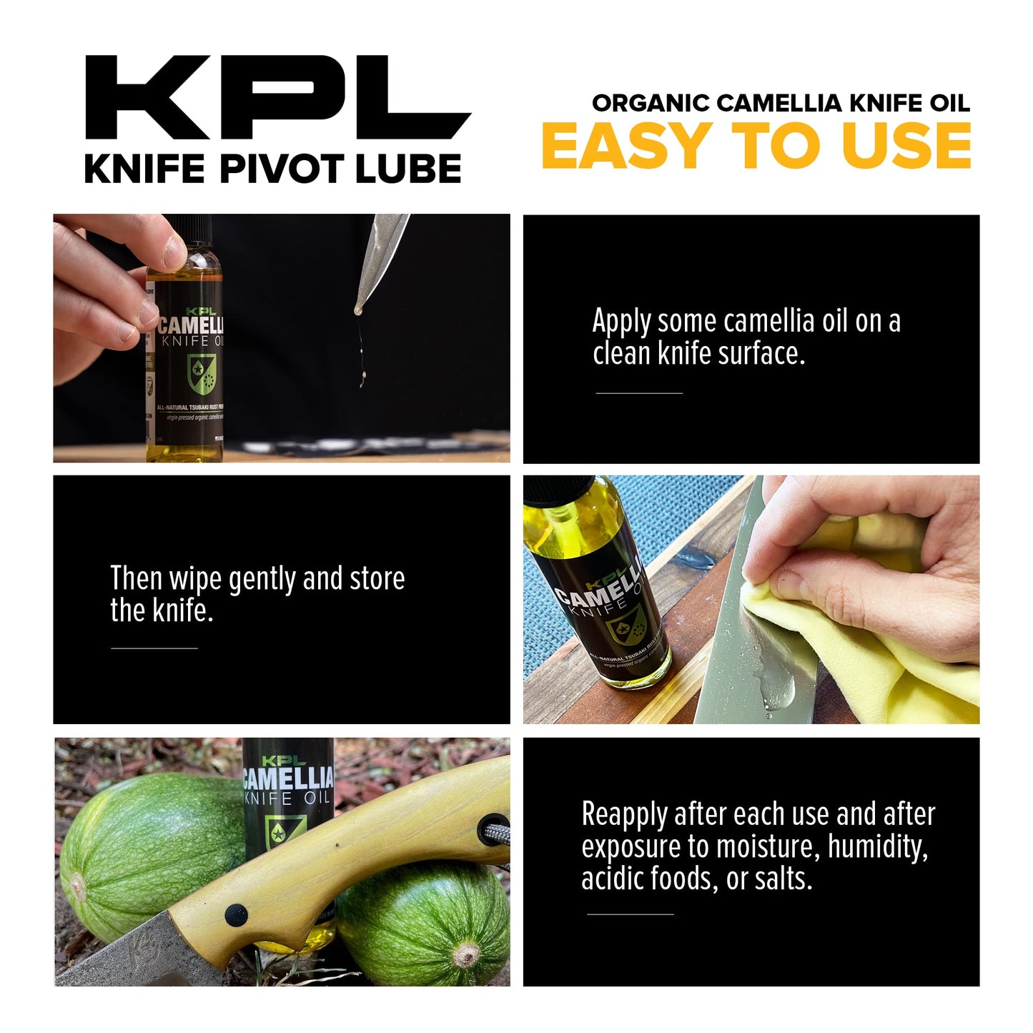 Knife Pivot Lube – Camellia Knife Oil for Blades – Tsubaki, Honing Oil for Cleaning and Blade Care – 60ml Spray Bottle