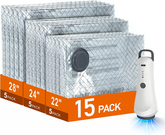 Skiennix Travel Vacuum Storage Bags - Electric Wireless Pump & Compression Solution | 15 Pack Combo