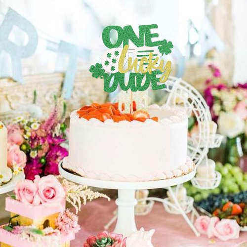 Ercadio St. Patrick's Day Cupcake Toppers - Green Glitter Shamrock Picks for Party Decor