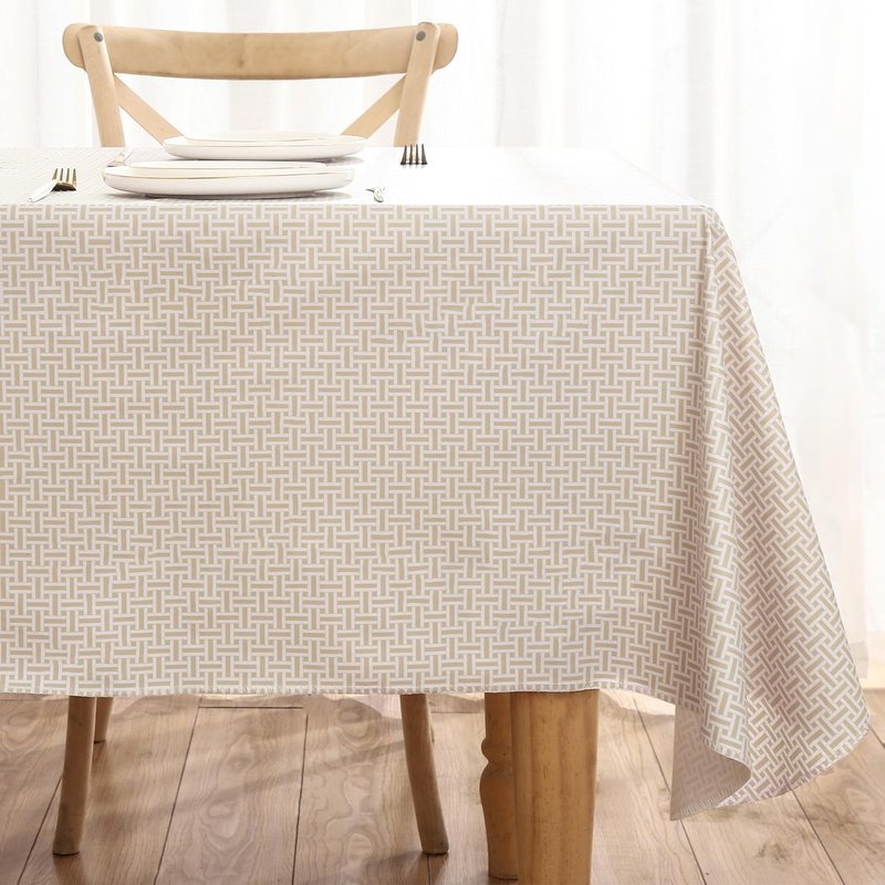 Walrus Heavy Duty Vinyl Tablecloth with Flannel Backing Waterproof Oil-Proof Plastic Table Cloth Stain-Resistant Wipeable Rectangle or Square Table Cover for Indoor and Outdoor (Weaving, 60X102 Inch)