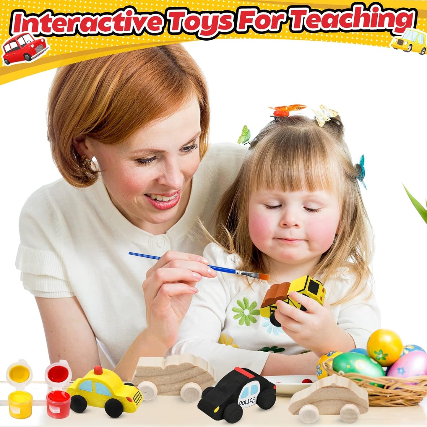 WANTKA Wooden Car Toys DIY Kit - 12 Unfinished Cars for Kids' Arts & Crafts | Easy Woodworking Fun