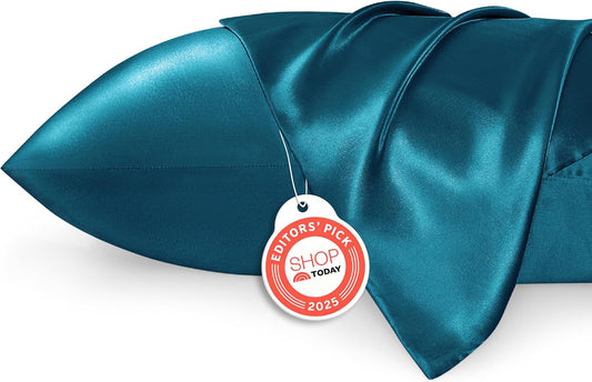 Bedsure King Size Satin Pillowcase Set - Teal Silky Pillow Cases for Hair & Skin, 20x36 Inches, 2-Pack