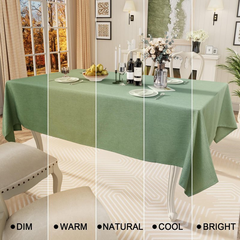 Smiry Rectangle Table Cloth Linen Textured, Waterproof Spillproof Anti-Wrinkle Burlap Tablecloth, Washable Decorative Fabric Table Cover for Dining, Party, Banquet, 52 x 70 Inch, Sage Green