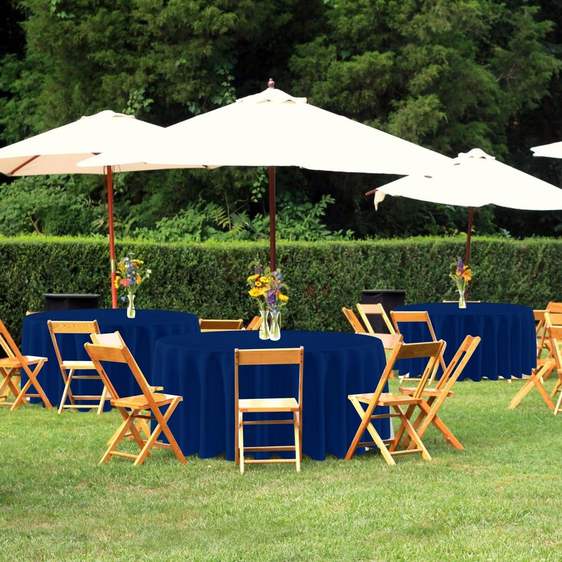 sancua Round Tablecloth 132 Inch Diameter, 6 Pack - Circle Polyester Fabric Table Cloth for Wedding Party Reception Banquet Birthday, Washable Formal Table Cover (Fit 54-96 Inch Tables), Navy Blue