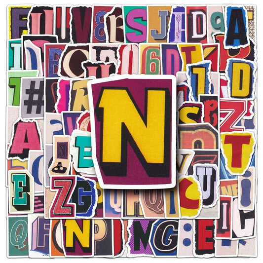 Self Adhesive Colorful Letter Stickers 100Pcs Vinyl Vintage Number Sticker for Water Bottle Laptop Cars Skateboard Scrapbook Notebook Bumper,Waterproof Aesthetics Funny Alphabet Sticker for Teens
