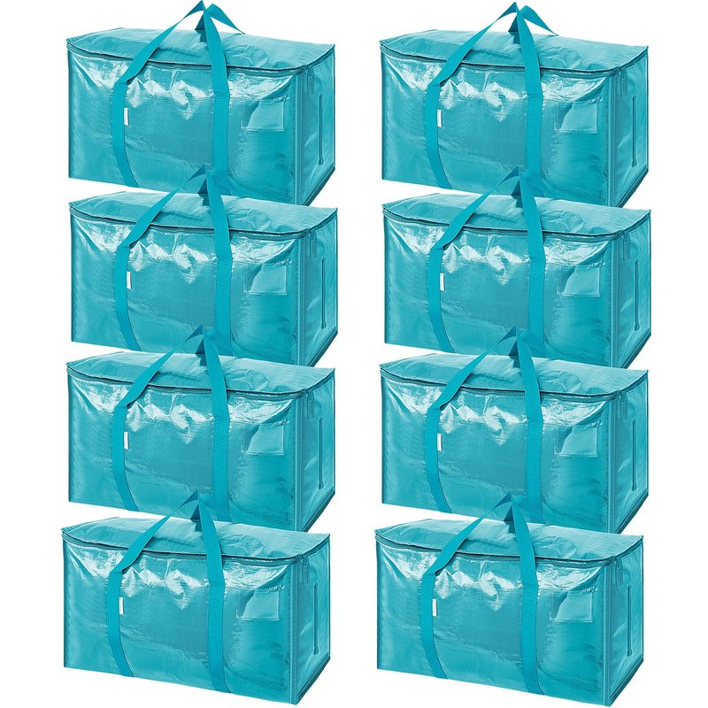 TICONN 8 Pack Extra Large Moving Bags Heavy Duty with Zippers & Carrying Handles, Durable Storage Bags Moving Boxes for Closet Organizers and Storage (8 Pack, Cream)