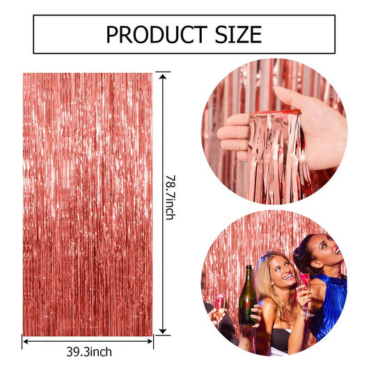 10 Pack Rose Gold Fringe Curtain Backdrop Birthday Bachelorette Party Decorations Metallic Tinsel Streamers Foil Backdrop Christmas Graduation Wedding New Year Party Decorations