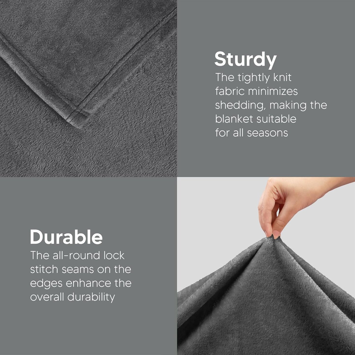 Utopia Bedding Fleece Blanket - Ultra Soft Grey Queen Size (90x90 Inches) | Lightweight & Cozy All-Season Home Decor Gift