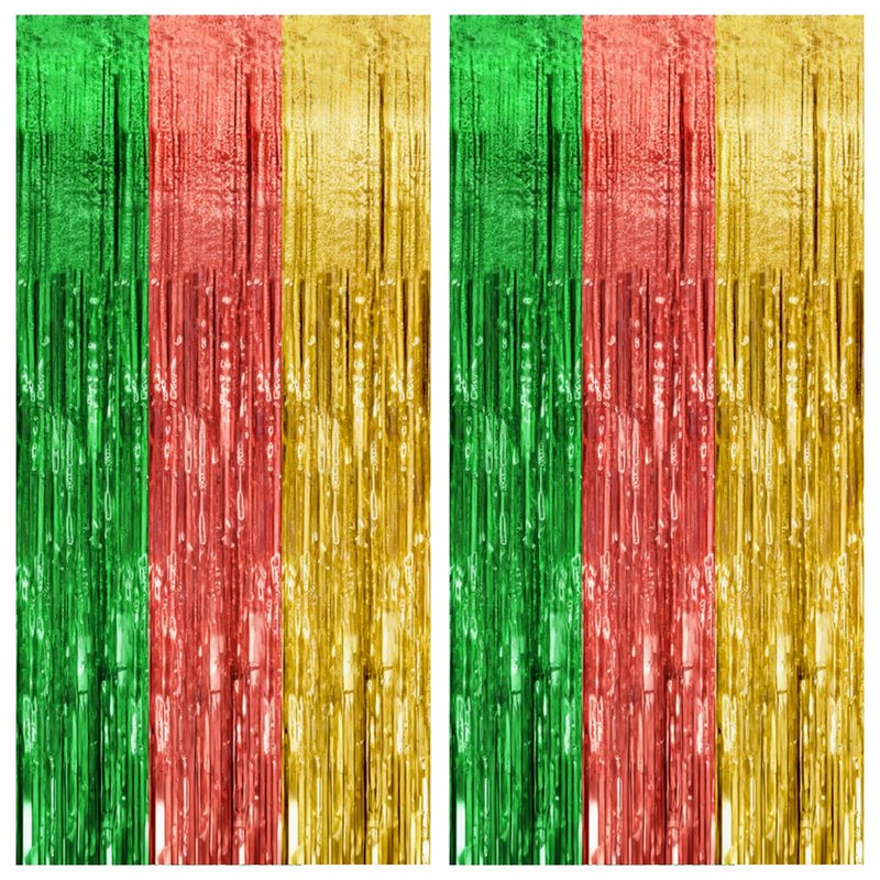 2 Pack Hawaii Backdrop Party Decorations Tinsel Curtain Summer Party Streamer Foil Fringe Birthday Decorations Photo Booth Vibrant Theme Christmas Beach Baby Shower Graduation Decor