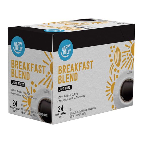 Happy Belly Light Roast Coffee Pods - Breakfast Blend for Keurig 2.0 | 24 Count