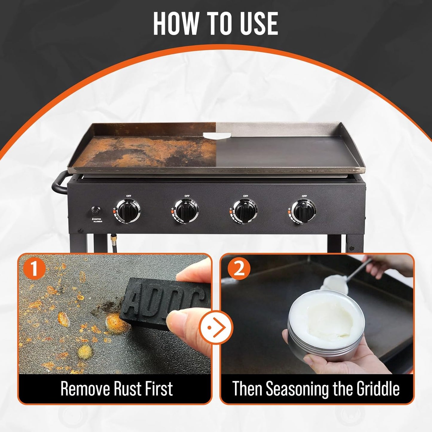AWEASROY Griddle Seasoning Conditioner - 7 OZ Food Safe Kit with Rust Remover for Blackstone & Cast Iron