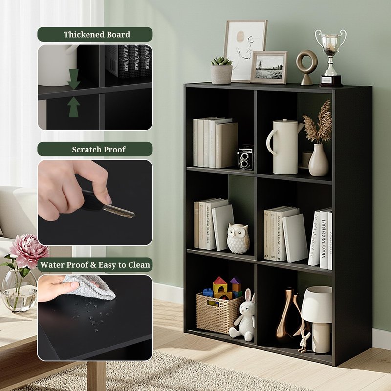 9-Cube Storage Organizer, White Bookshelf with Open Compartments for Home Office, Modern Bookcase Display Shelf for Living Room, Bedroom & Entryway