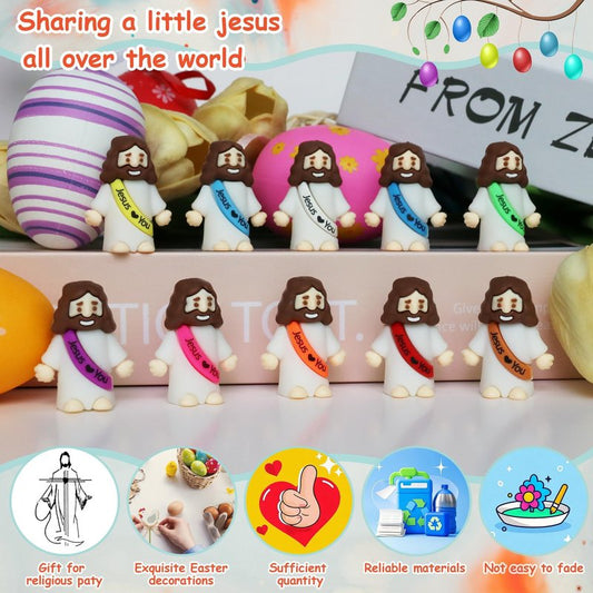 32 Pcs Little Jesus Figures– Rubber Mini Jesus Figurines in Bulk Christian Doll Tiny Baby Jesus Loves You Figures for Hide and Seek Easter Egg Fillers Egg Hunt Religious Party Favors (Mix Color 10)