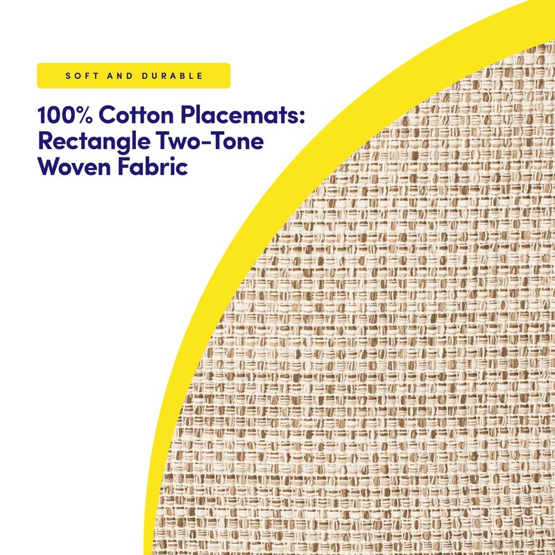 Sweet Home Collection 100% Cotton Placemats for Dining Room Rectangle Two Tone Woven Fabric 13" x 19" Soft Durable Table Mat Set, Set of 4, Eggshell