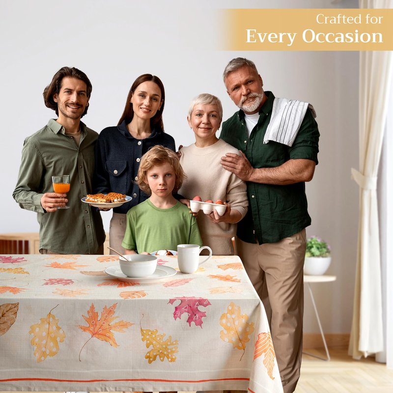 Maison d' Hermine Table Cloth Square Table 100% Cotton 60 x 60 Inches Fall Tablecloth Reusable Everyday Use for Thanksgiving Christmas Decorations Dining Farmhouse Party (Colours of Autumn)