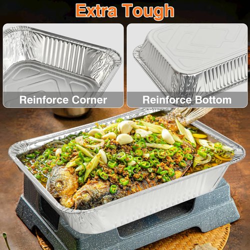 Gladify Aluminum Foil Pans 9x13 Disposable Baking Pans 30 Pack Heavy Duty Half Size Tin Foil Trays for Steam Table, Roasting, Cooking, Heating, Freezing Food
