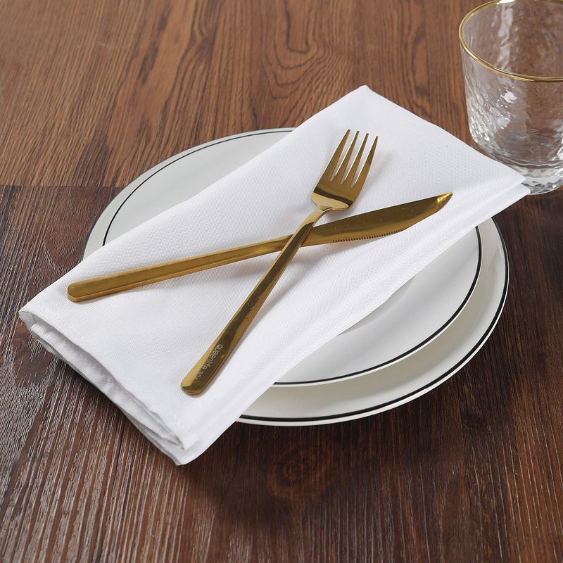Cloth Napkins 17x17 inch Washable Polyester Dinner Napkins Soft Table Napkins for Wedding Party Dining Banquet(White,25PCS)