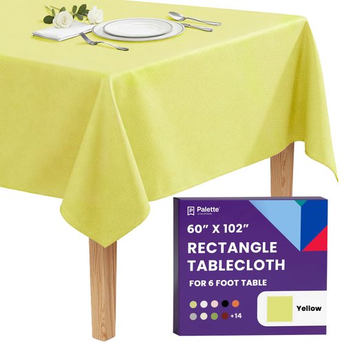Gee Di Moda Rectangle Tablecloth - 60 x 102 Inch Yellow Table Cloth for 6 Foot Rectangle Tables - Heavy Duty Washable Fabric - for Holiday Party, Dinner, Weddings, Baby Shower & Events