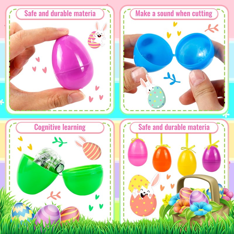 OCTERIC 60Pcs Easter Eggs, 2.3" Fillable Bright Colors Plastic Easter Eggs Empty for Easter Hunt, Easter Basket Stuffers, Party Favor, Classroom Prize Supplies