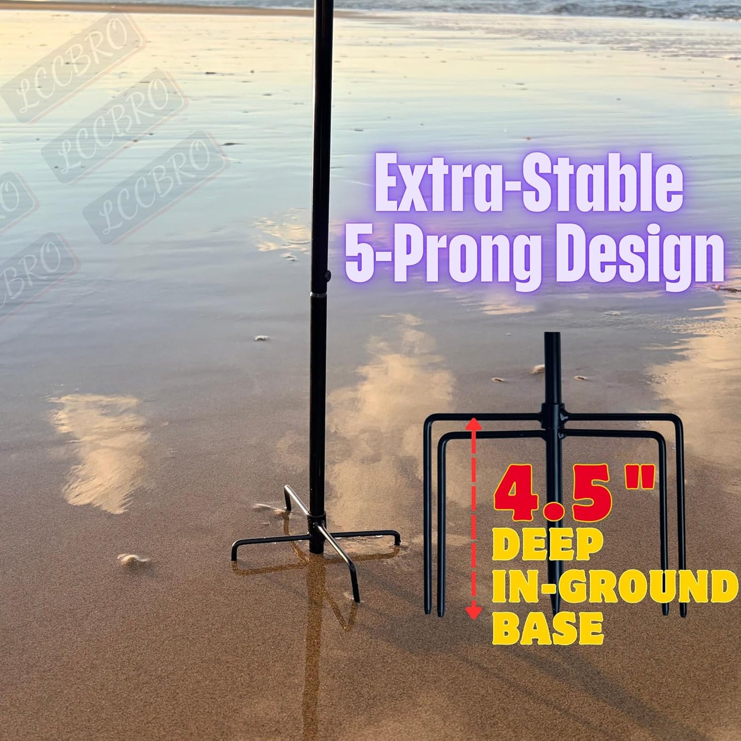 LCCBRO Garden Flag Stand - Heavy Duty No Spin Holder for 12 x 18 Flags | Sturdy 5 Prong Base