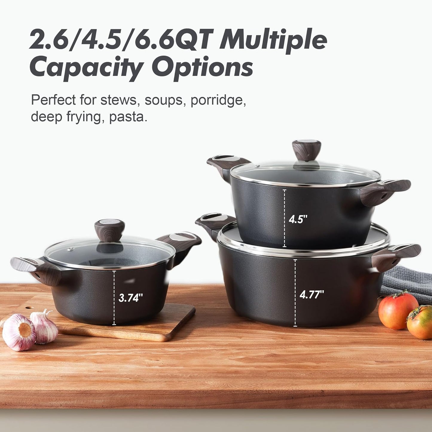 SENSARTE Nonstick Frying Pan & Stock Pot Set - 8-Inch Skillet with Lid & 4.5QT Induction-Compatible Pot
