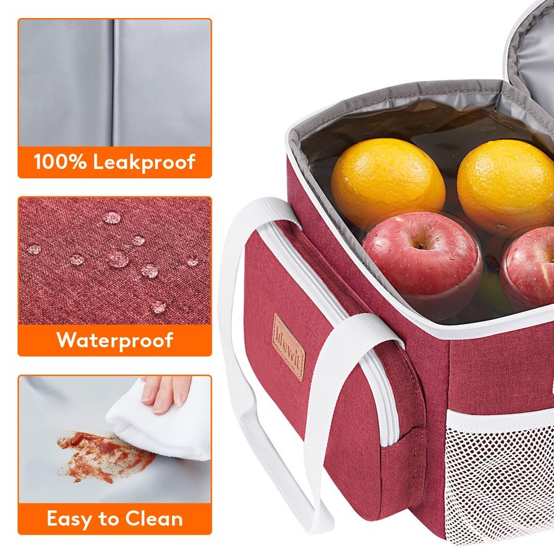 Lifewit Medium Lunch Bag, Insulated Lunch Box, Soft Cooler Cooling Tote for Adult Men Women, White and Red12-Can (9L)