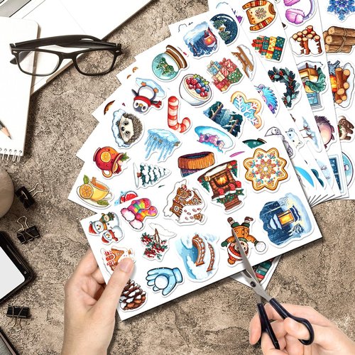 Cute Winter Stickers Pack for Kids Teens and DIY Crafts Lovers 108Pcs Vinyl Waterproof Snowman Snowflake Animal Mug Star Themed Laptop Water Bottles Journaling