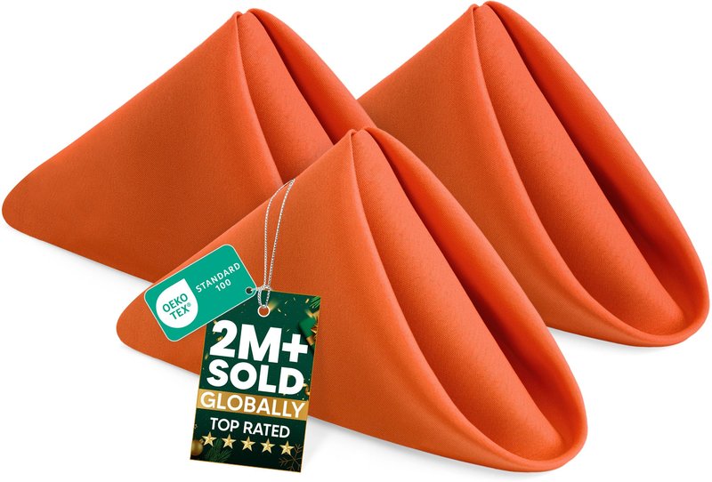 Utopia Home Orange Cloth Napkins (12 Pack, 20x20 Inches), Thanksgiving Ideal Fall Dinner Napkins for Halloween, Thanksgiving, Party, Wedding and Lunch/Dinner