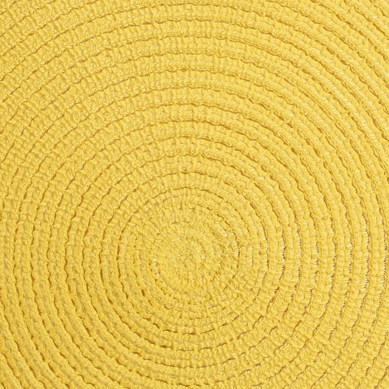 SHACOS Round Braided Placemats Set of 8 Washable Table Mats 15 inch Round Placemat Cotton Polyester Circle Placemat for Dining Table (Yellow, 8)