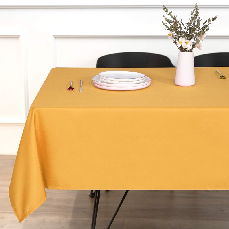 sancua Rectangle Tablecloth - 60 x 102 Inch - Stain and Wrinkle Resistant Washable Polyester Table Cloth, Decorative Fabric Table Cover for Dining Tables, Buffet Parties and Camping, Gold