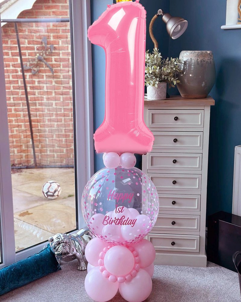 40 Inch Number Balloon 1 for First Birthday, One Giant Balloons, Pink Baby Girl 1st Birthday Decorations, 1 16 18 21 Bday Balloons