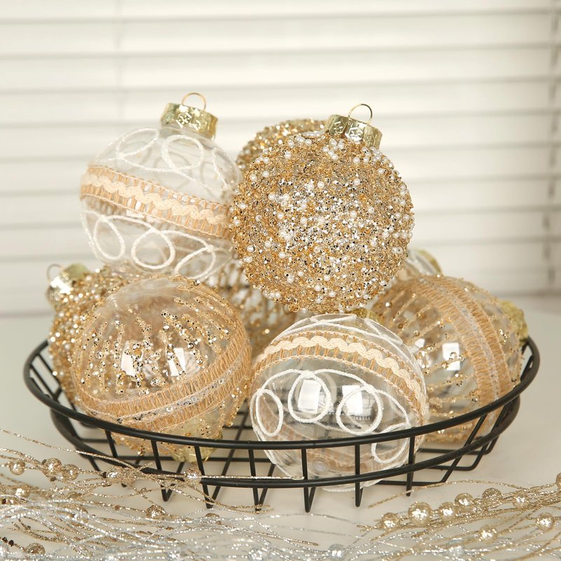 9 Pcs 80mm/3.15" Christmas Ball Ornaments Set, Large Clear Champagne Christmas Tree Decorations Plastic Shatterproof Hanging Balls for Xmas Glitter Farmhouse Boho Ornaments for Holiday Wedding Party