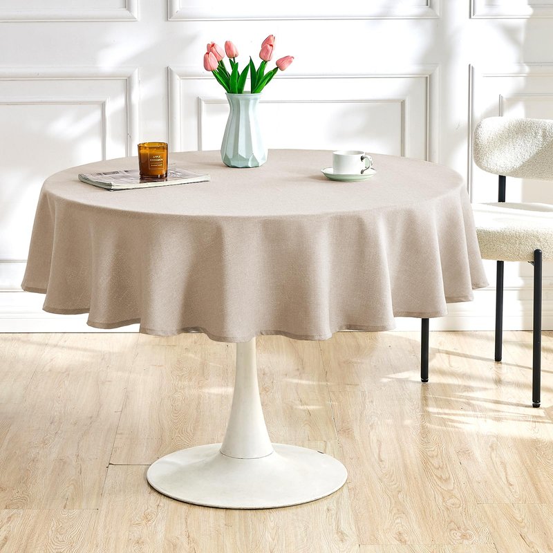 AUSSPVOCT Textured Linen 54 Inch Round Tablecloth Up to 36'' Tables, Waterproof Spill-Proof Fall Table Cloth Wrinkle Free Circle Dining Tablecover for Birthday Farmhouse Easter Holiday Party Decor