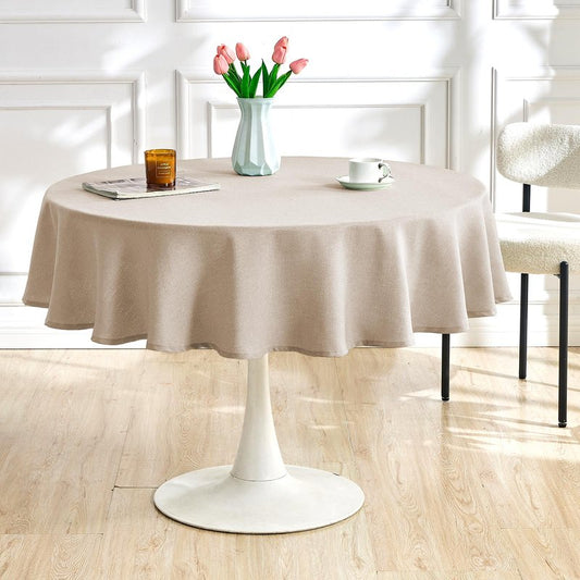AUSSPVOCT Textured Linen 54 Inch Round Tablecloth Up to 36'' Tables, Waterproof Spill-Proof Fall Table Cloth Wrinkle Free Circle Dining Tablecover for Birthday Farmhouse Easter Holiday Party Decor