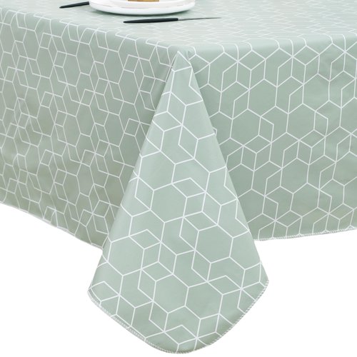 Heavy Duty Vinyl Tablecloth with Flannel Backing Waterproof Oil-Proof Plastic Table Cloth Stain-Resistant Wipeable Rectangle or Square Table Cover for Indoor and Outdoor (Green Grid，60x102 Inch)